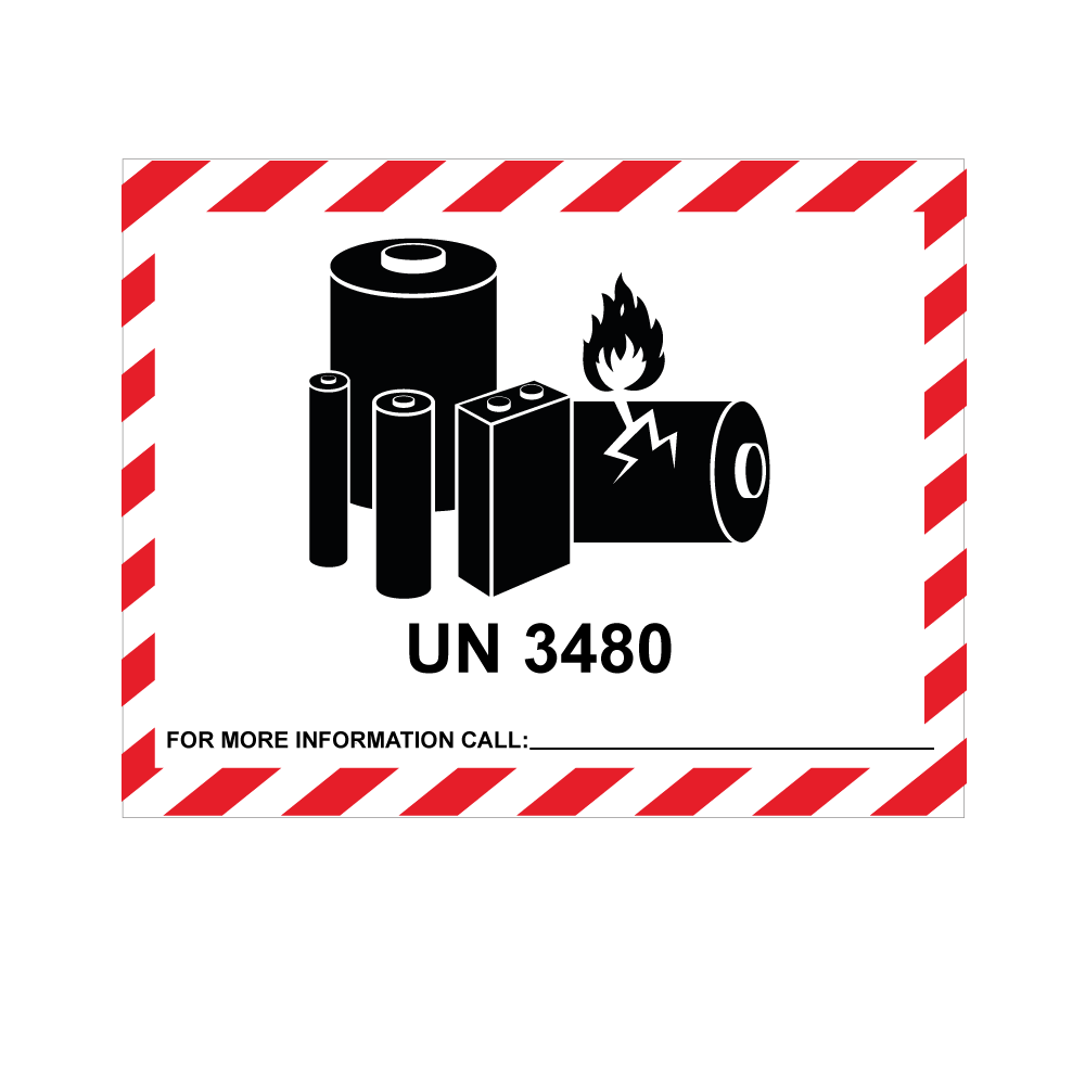 iata un 3480 lithium ion battery hazard labels - 100 x 75mm labels | w