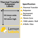 LL1035-27 - 101.6 x 101.6mm Silver Polyester Labels With Permanent Adhesive on 76mm Cores