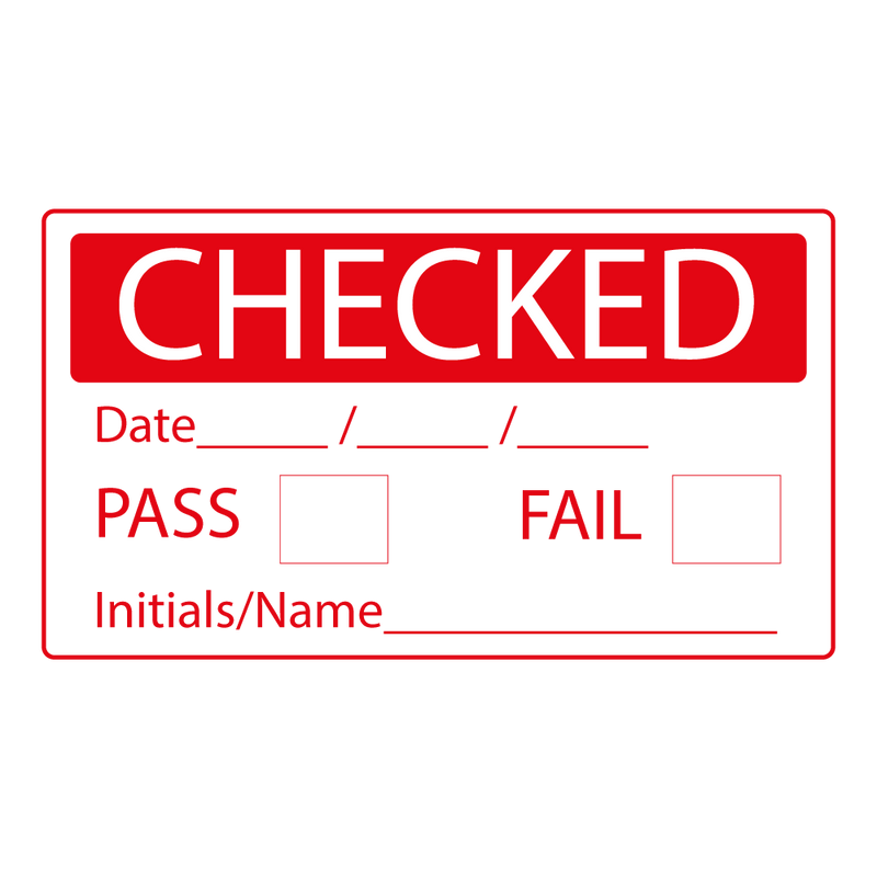 Checked Pass / Fail Check Box Labels - 70 x 40mm Labels | Warning Labe