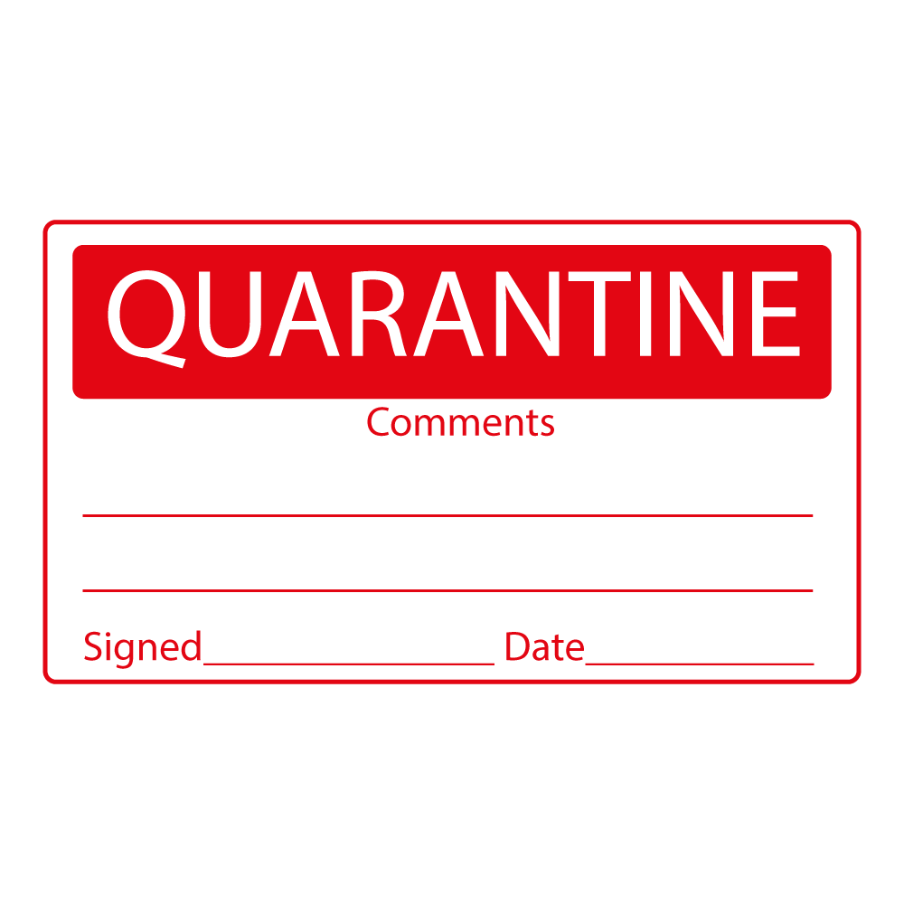 Red Quarantine Labels - 70 x 40mm Labels | Warning Labels | PPI Labels