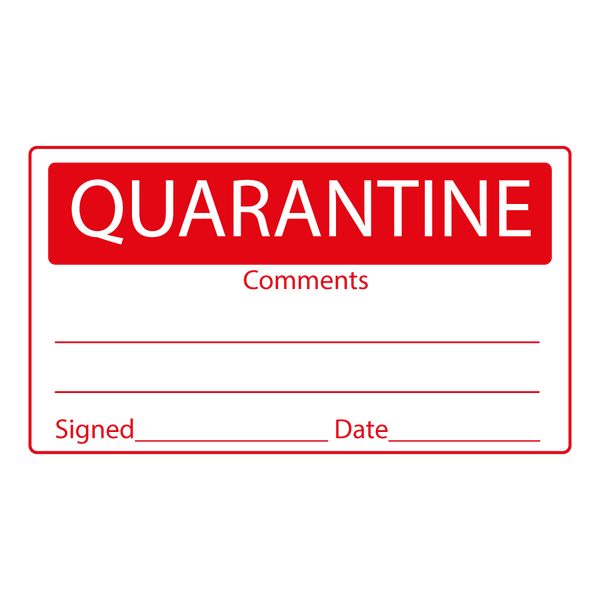 Red Quarantine Labels - 70 x 40mm Labels | Warning Labels | PPI Labels