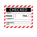 Checked Pass / Fail Check Box Labels - Red & Black - 100 x 75mm Labels | Warning Labels | PPI Labels