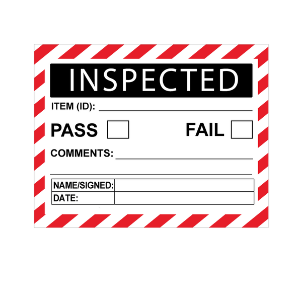 Inspected Pass / Fail Check Box Labels - 100 x 75mm Labels | Warning Labels | PPI Labels