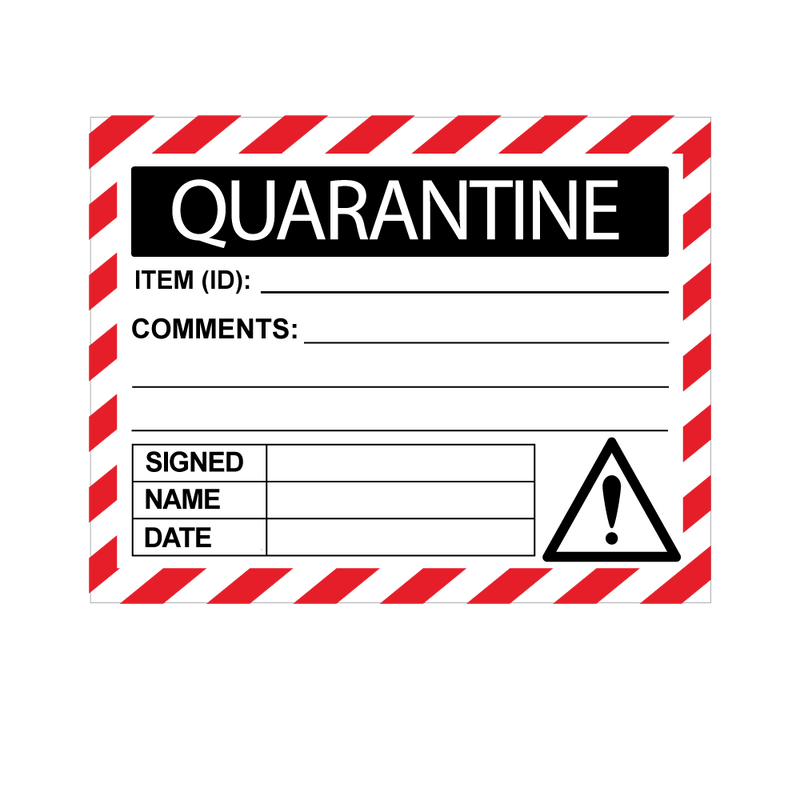 Red & Black Quarantine Labels - 100 x 75mm Labels | Warning Labels | P