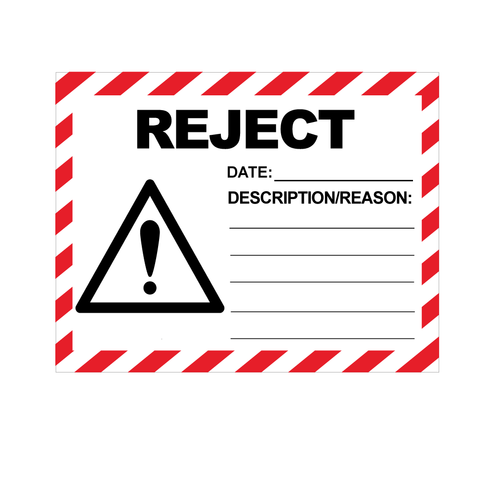Reject Labels - 100 x 75mm Labels | Warning Labels | PPI Labels