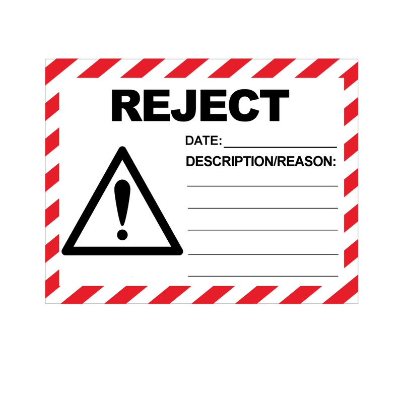 Reject Samples Label Reject Labels - 100 x 75mm Labels | Warning Labels | PPI Labels