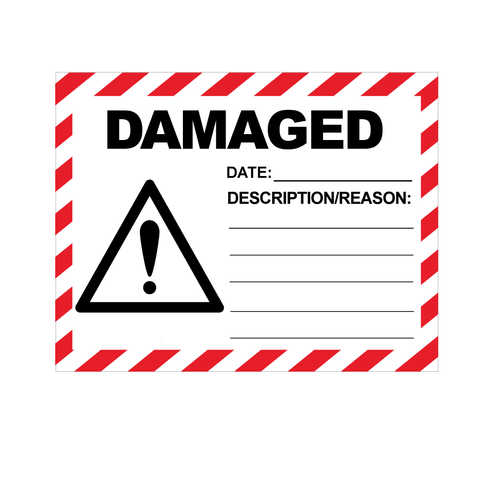 Damaged Reject Labels - 100 x 75mm Labels | Warning Labels | PPI Labels