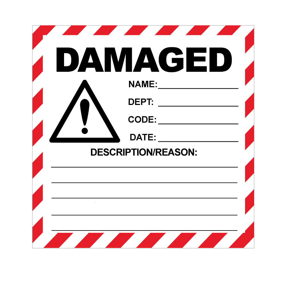 Square Damaged Reject Labels - 100 x 100mm Labels | Warning Labels | P