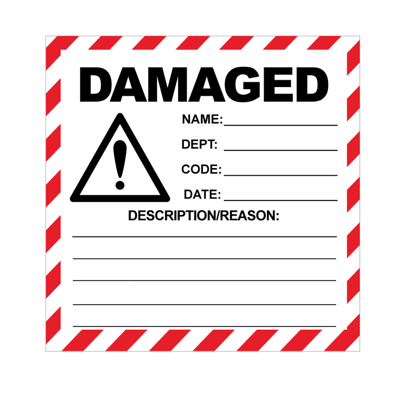 Square Damaged Reject Labels - 100 x 100mm Labels | Warning Labels | PPI Labels