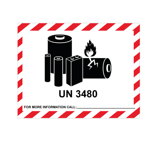 IATA UN 3480 Lithium Ion Battery Hazard Labels - 100 x 75mm Labels | Warning Labels | PPI Labels (Copy)