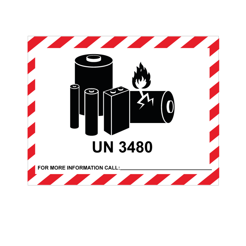 IATA UN 3480 Lithium Ion Battery Hazard Labels - 100 x 75mm Labels | Warning Labels | PPI Labels (Copy)