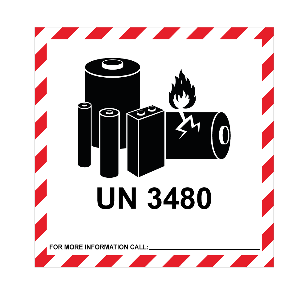 IATA UN 3480 Lithium Ion Battery Hazard Labels - 120 x 110mm Labels