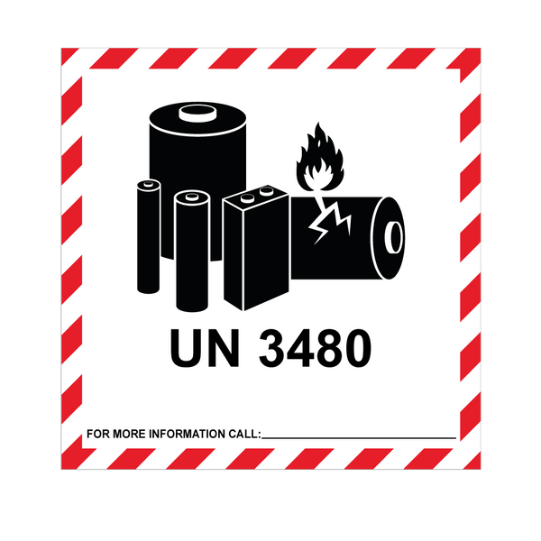 IATA UN 3480 Lithium Ion Battery Hazard Labels - 100 x 100mm Labels | Warning Labels | PPI Labels