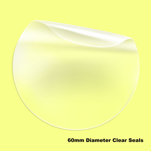 60mm Circular Clear Seals - Packaging Seals / Closers - High Tack PP - 60mm Diameter