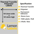 LL1035-27 - 101.6 x 101.6mm Silver Polyester Labels With Permanent Adhesive on 76mm Cores