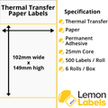 LL1054-21 - 102 x 149mm Thermal Transfer Paper Labels With Permanent Adhesive on 25mm Cores