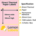 Pink Thermal Printer Labels - Thermal Eco Paper On Permanent Adhesive