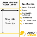Labels For Zebra ZQ520 | ZQ620 | ZQ630 Mobile Printers On 19mm Cores