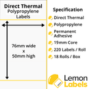 Labels For Zebra ZQ520 | ZQ620 | ZQ630 Mobile Printers On 19mm Cores