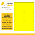 LSA4-LL06-FLLE - 99.1 x 93.1mm Floursecent Lemon Paper With Permanent Adhesive Labels, 6 labels to an A4 sheet, 100 sheets