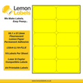 LSA4-LL10-FLLE - 99.1 x 57.3mm Floursecent Lemon Paper With Permanent Adhesive Labels, 10 labels to an A4 sheet, 100 sheets