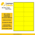 LSA4-LL12-FLLE - 99.1 x 42mm Floursecent Lemon Paper With Permanent Adhesive Labels, 12 labels to an A4 sheet, 100 sheets
